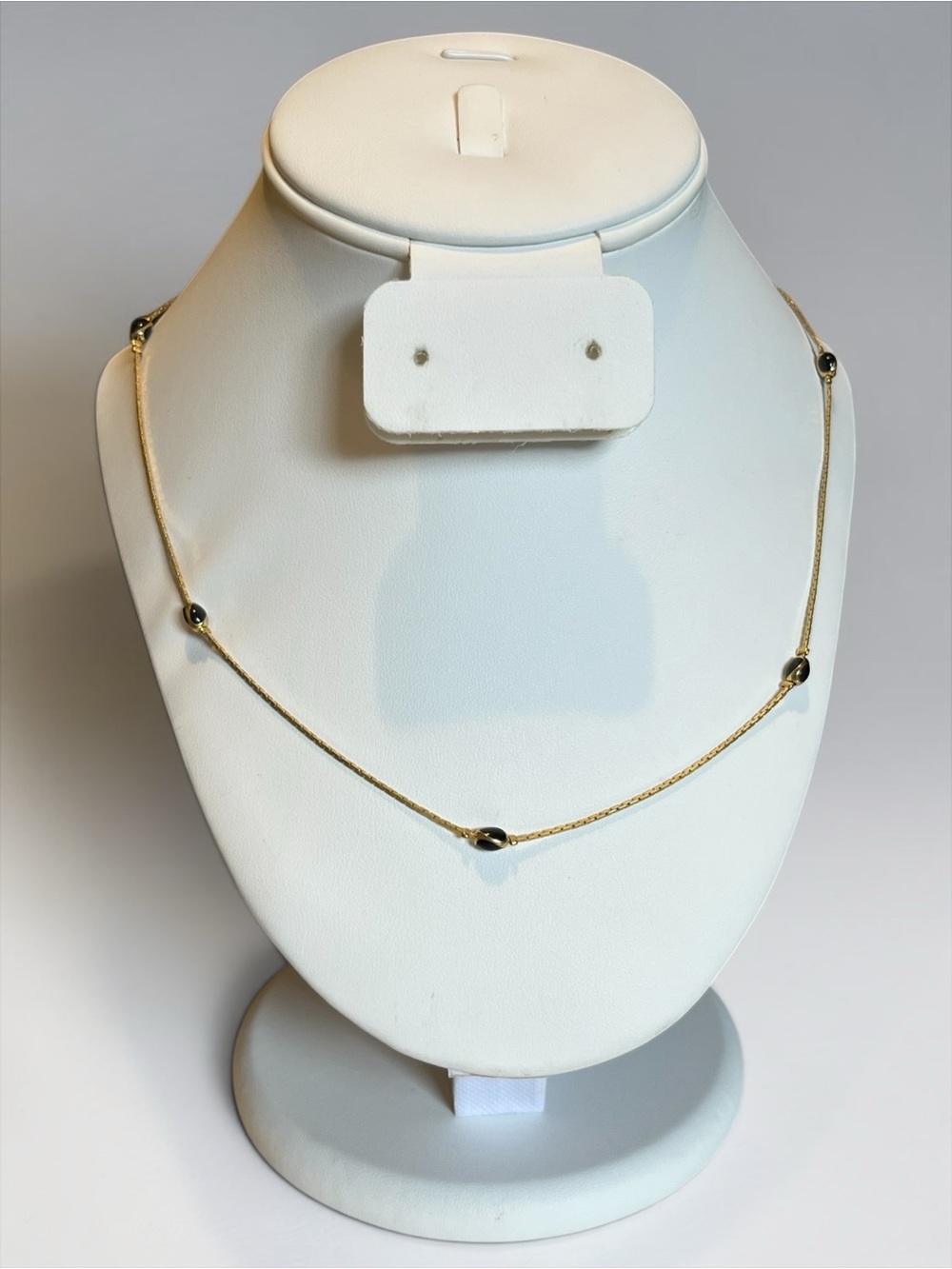 Vintage Gold Tone Black Ball Necklace CC X